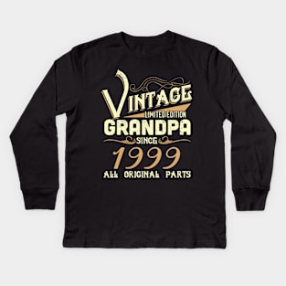 Vintage Grandpa Since 1999 Funny Man Myth Legend Daddy Kids Long Sleeve T-Shirt